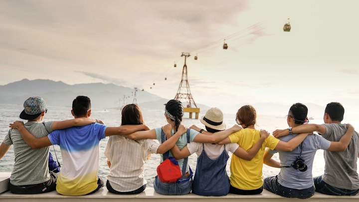 Group of friends in the city